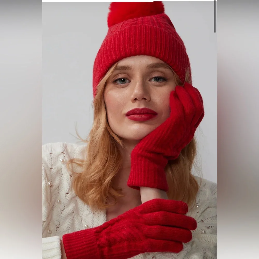 NY&C Cable Knit & Glove Set